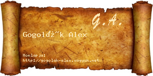 Gogolák Alex névjegykártya